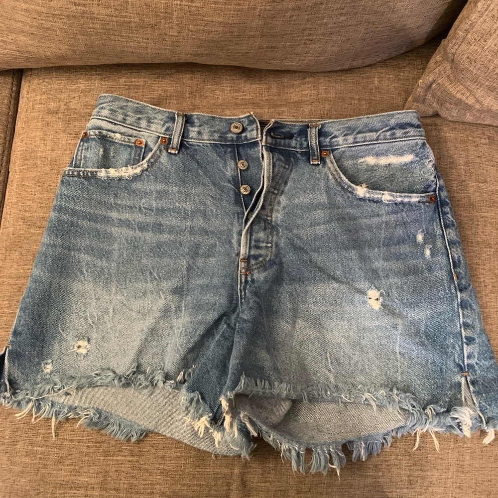 Abercrombie High Rise Mid-Length Denim Shorts